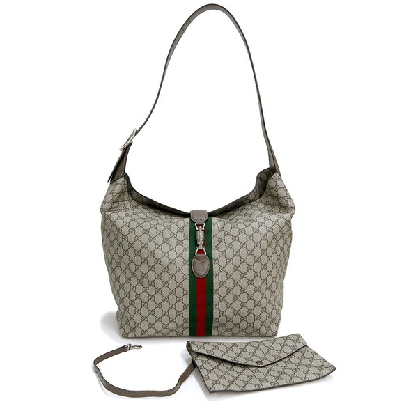 Gucci Jackie Crossbody Bag GG Supreme Leather Beige Ebony Brown - Picture 2 of 9